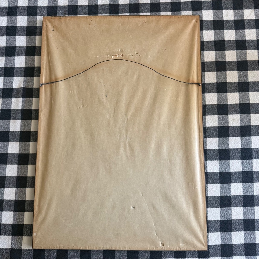 Vintage Framed Portrait Print Young Girl with Tambourine B&W Silver Frame 12x18 - Picture 6 of 8